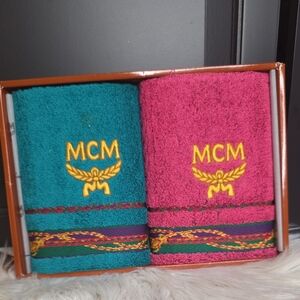 MCM Turquoise and Magenta Towel Set